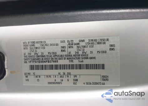 2022 Ford F-150 Xl from USA, damaged, VIN 1FTFX1E55NFB37665